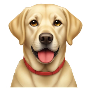 Yellow Labrador dog with a red bone in mouth sticker
