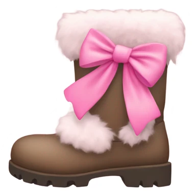 fur boots with pink bow sticker