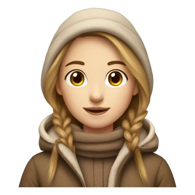 Pretty girl with light brown hair and light brown winter attire on sticker