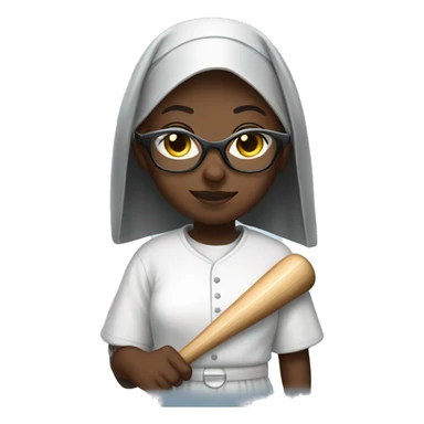 african nun with glasses playing baseball sticker