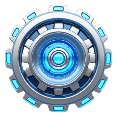 “Futuristic engine emoji, solid thick metal form, visible motion, glowing core, clean modern design. sticker