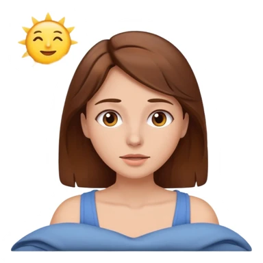 woman with brown hair waking up sticker
