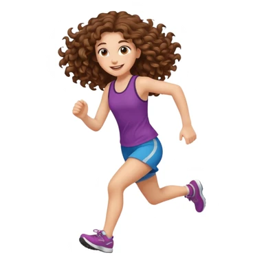 curly brown hair long girl running sticker