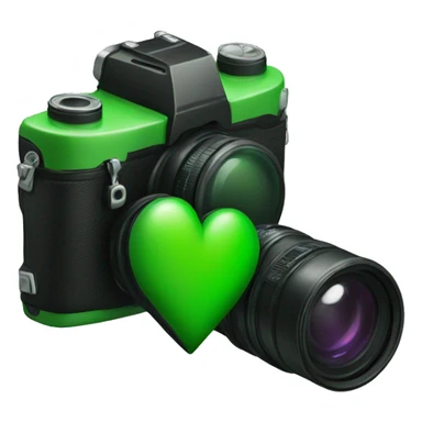 Black and green hearts with camera sticker