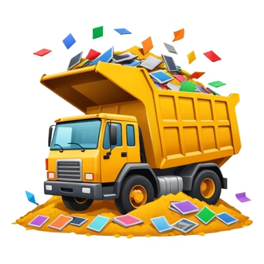 dump truck dumping out pictures all over the ground sticker