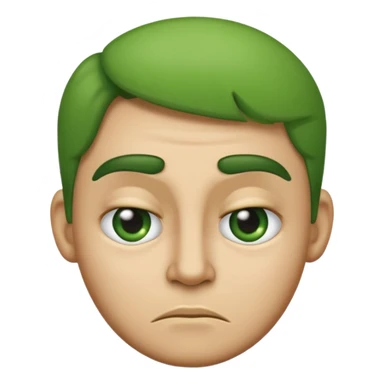 Can you make a green faced emoji giving a side eye with a frown. gelous sticker