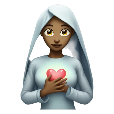 Beautiful Alien puts her right hand on her heart sticker