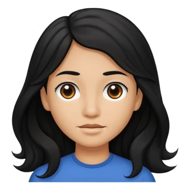 Long black hair little wave black eyes brown but not that much brown skin  sticker