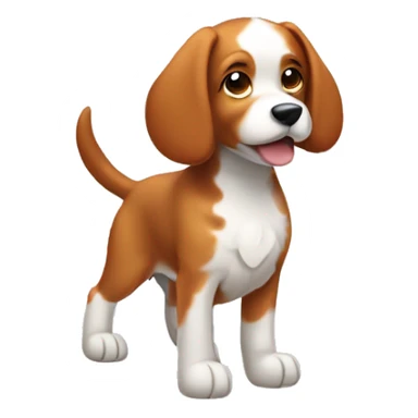 A red-haired little dog with floppy ears and speckled white paws sticker