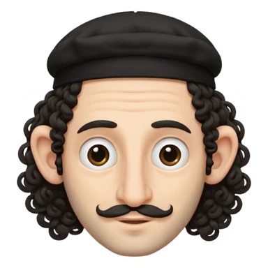 jewish jew man's face, wearing a tiny black kippah and 2 curly long hair strands near the ears, big nose, only face, no body sticker