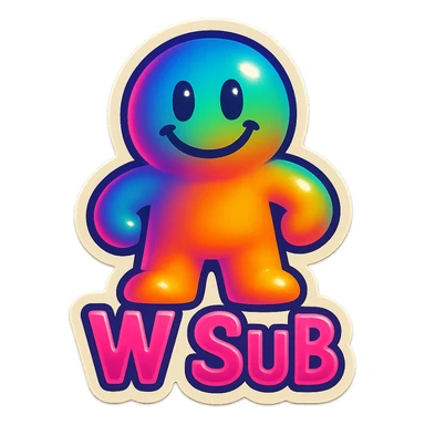 Smiling 
add the words W Sub in pink sticker