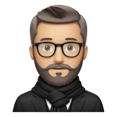 gray scarf male  beard hair with suit glasses sticker