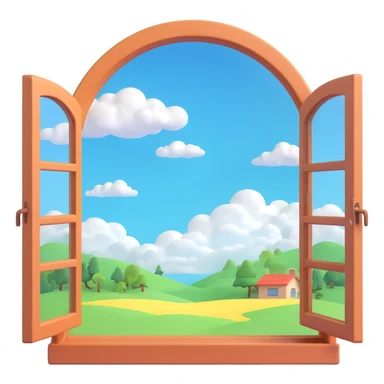 a big full width/height window with a idyllic scenery skylight and clouds visible sticker
