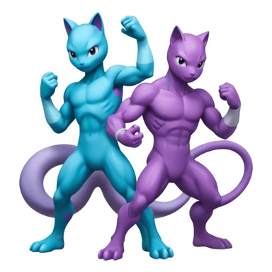 Pokemon legendary cian and purple mewtwo sticker