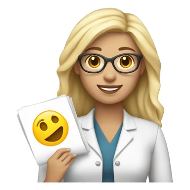 White woman holding a resume sticker