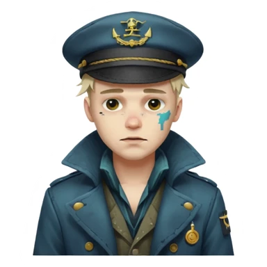 Cyberpunk sea captain with hat man, young, drunk expression sticker