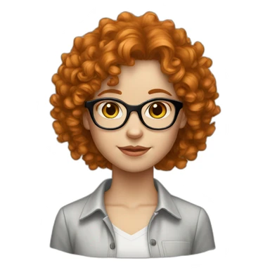 White redhead curly girl glasses sticker