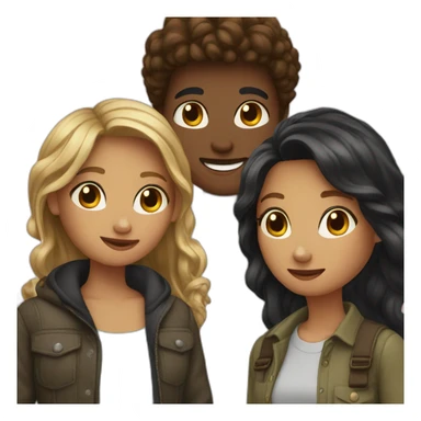 Group of four Friends with one boy & three girls sticker