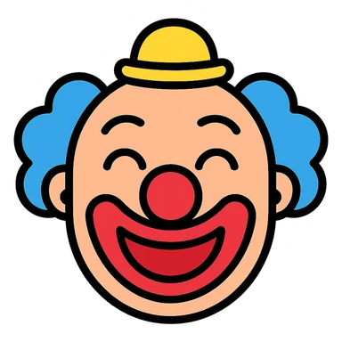 clown face with playful expression, colored icon sticker