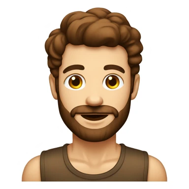 homem branco com barba castanha blusa regata com um copo café sticker