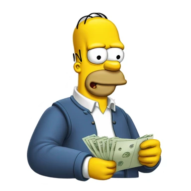 Homer Simpson, qui tient une carte bancaire sticker