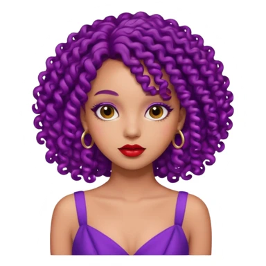 Fashion Model with Purple Curls, red dress sticker