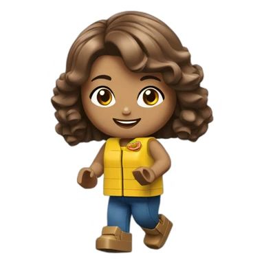 girl playing with LEGO sticker