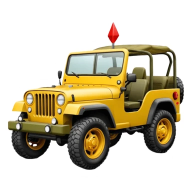 yellow military jeep with red tuning symbols sticker