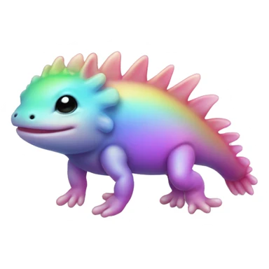Gradient rainbow shimmery iridescent axolotl full body sticker