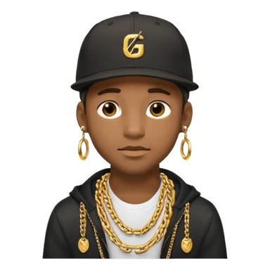 black guy with golden chains earloops and a snapback cap sticker