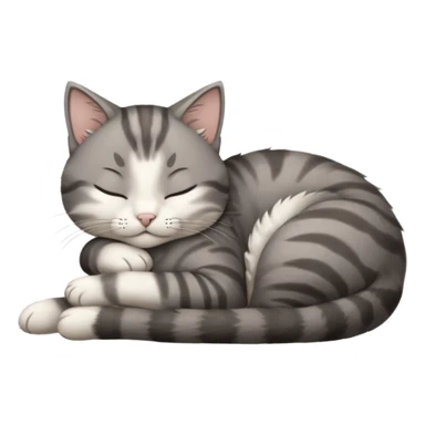 dark grey and white small cat with his eyes closed lying down leaning on its elbow with its paw curled under its head holding it up sticker