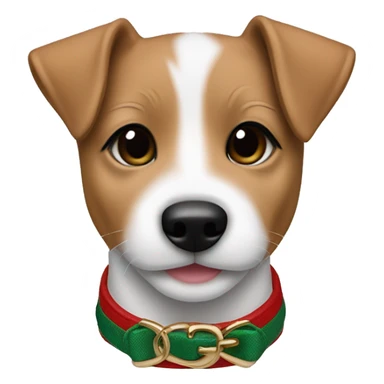 baby jack russell terrier light brown wearing gucci green and red sticker