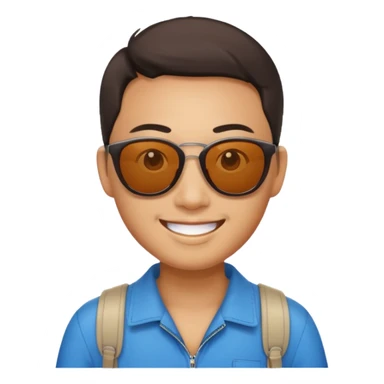 Photorealistic Chinese tourist wearing sunglasses sticker