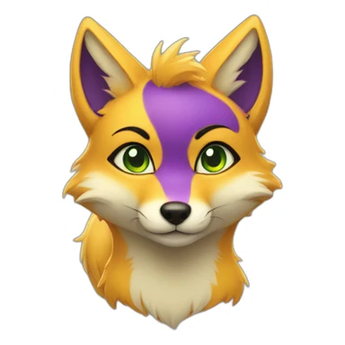 yellow purple fox furry green eyes sticker