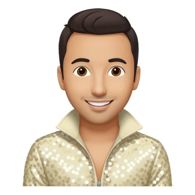 Howie Dorough from Backstreet Boys with dark brown hair, ivory sequin outfit sticker