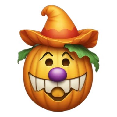 Une citrouille avec une tête de clown sticker
