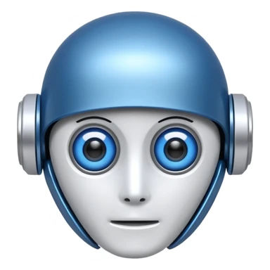 tête de robot cosmonaute bleu et blanc avec des yeux plissé bleu bleu style cartoon sticker