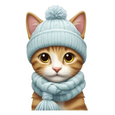 cute kitten with winter accessories  sticker