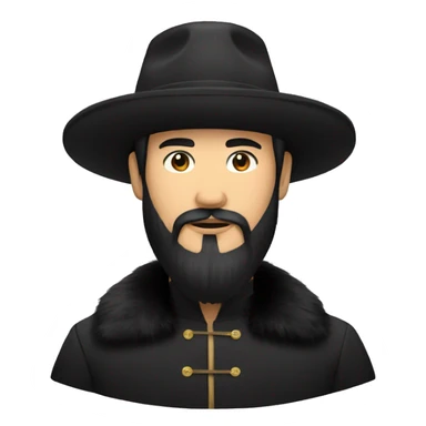 asian man with black russian fur hat and black beard sticker