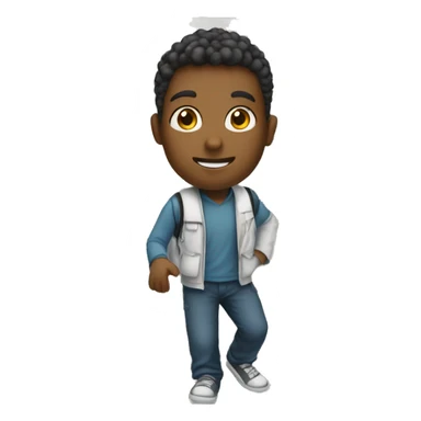 a white-skin student making a step downstairs sticker