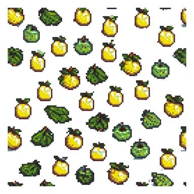 yuzu fruit, pixel art style, simple and retro sticker