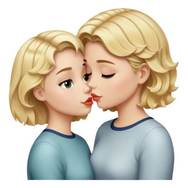 And blonde girl with short wavy hair kissing a girl with a blonde bob sticker