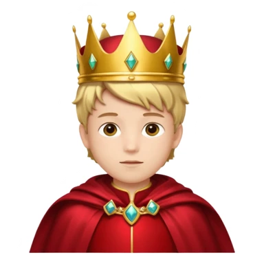 A young noble boy wearing a shiny gold crown and royal cape.
























 sticker