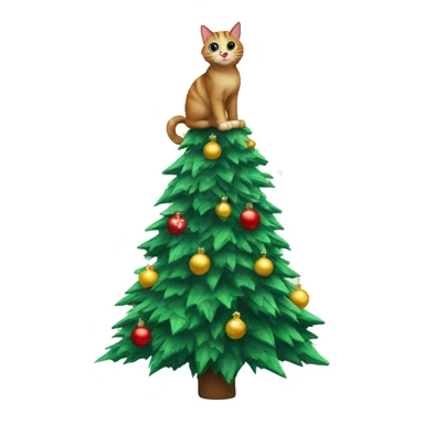 Cat climbing Christmas tree sticker