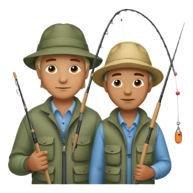 father and son fishing sticker