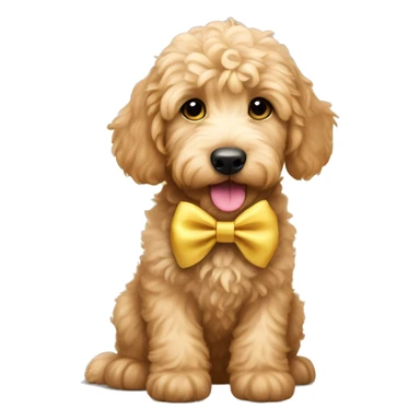Golden doodle puppy with a hairbow sticker