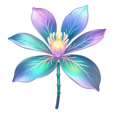 Dark Pastel iridescent transparent bio-luminescent flower sticker