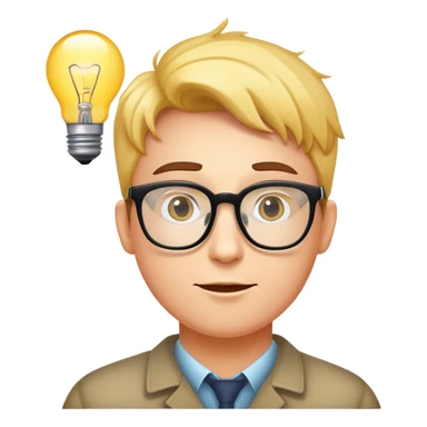 face with glasses and a lightbulb above the head, representing genius sticker