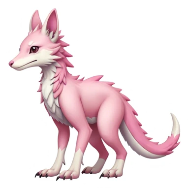 Feral Rare Fantasy cute pastel pink Vernid-Sergal-species by LiLaiRa, markings, tufted ears, full body sticker