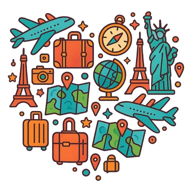 heart with a travel theme sticker